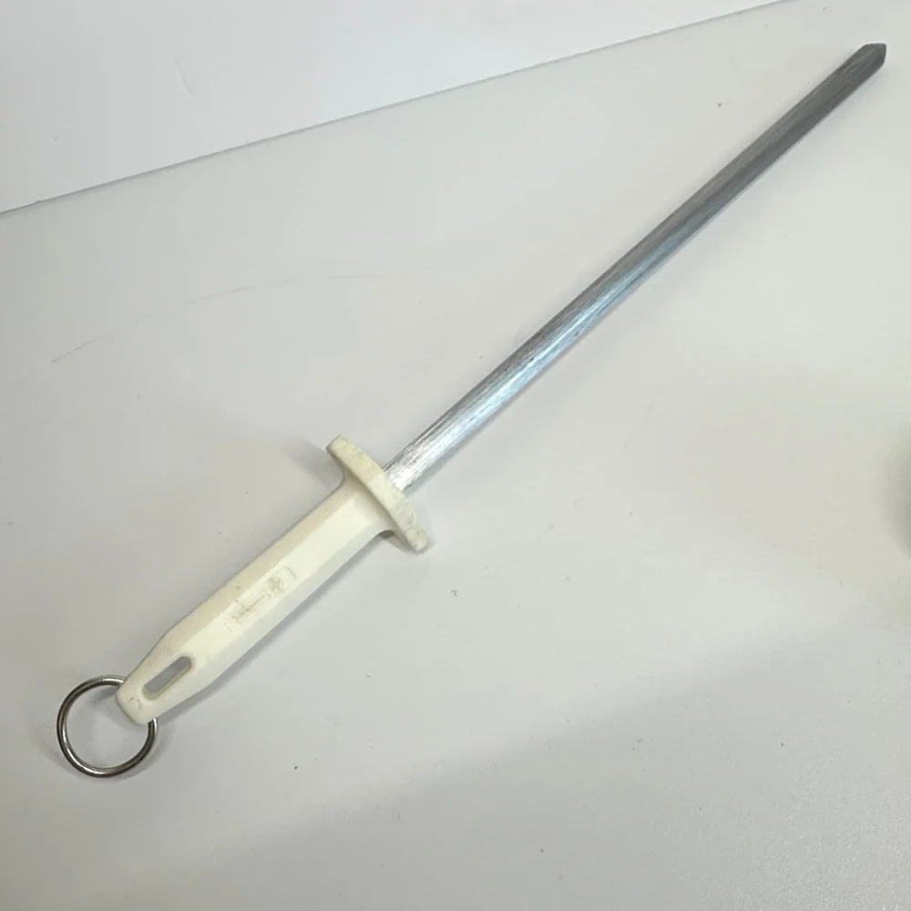 Mundial Sharpening Steel Honing Rod 12 Inch White Handle Professional Kitchen